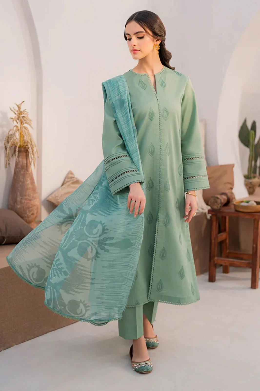 Embroidered Lawn Fancy 3 Piece Dress